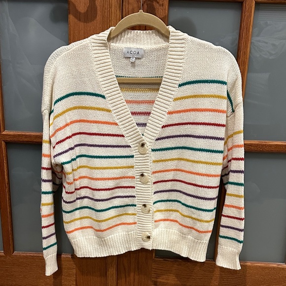 Acoa Sweaters - ACOA Women's Multicolor Striped Cardigan Sweater